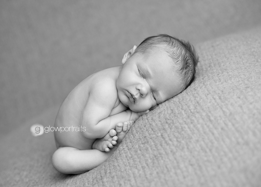 bc newborn photographer taco pose on beanbag