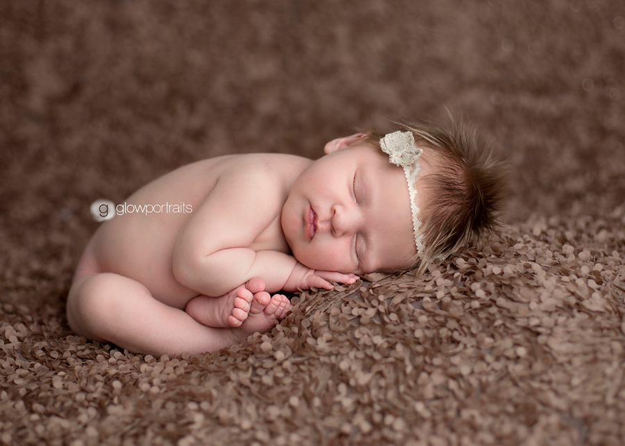 glow portraits beanbag newborn taco pose