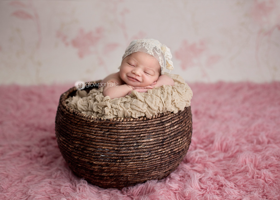 newborn photographer peace river area newborn baby in basket