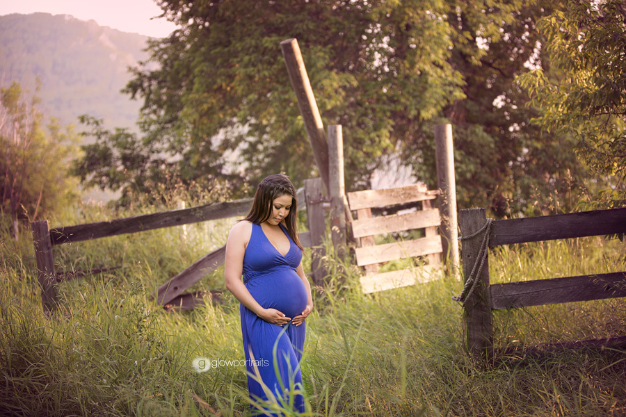 glow portraits by alli maternity outdoor pose by fence