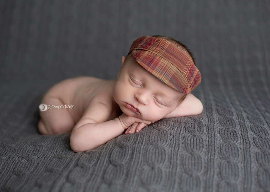 canadian newborn photographer beanbag pose for newborn photography