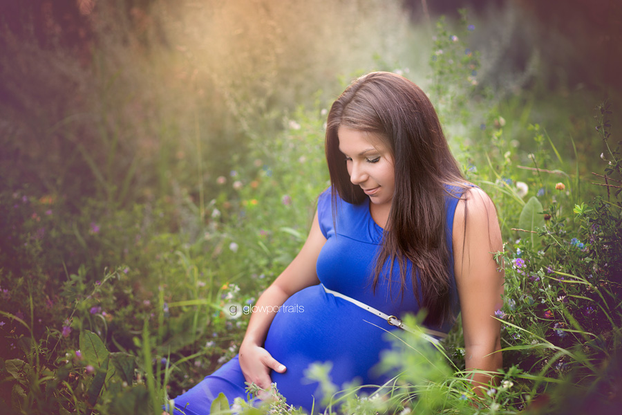 maternity session in flower field
