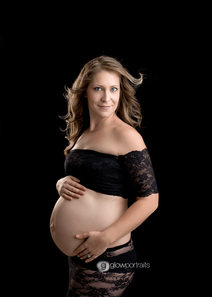 maternity portrait wearing black lace