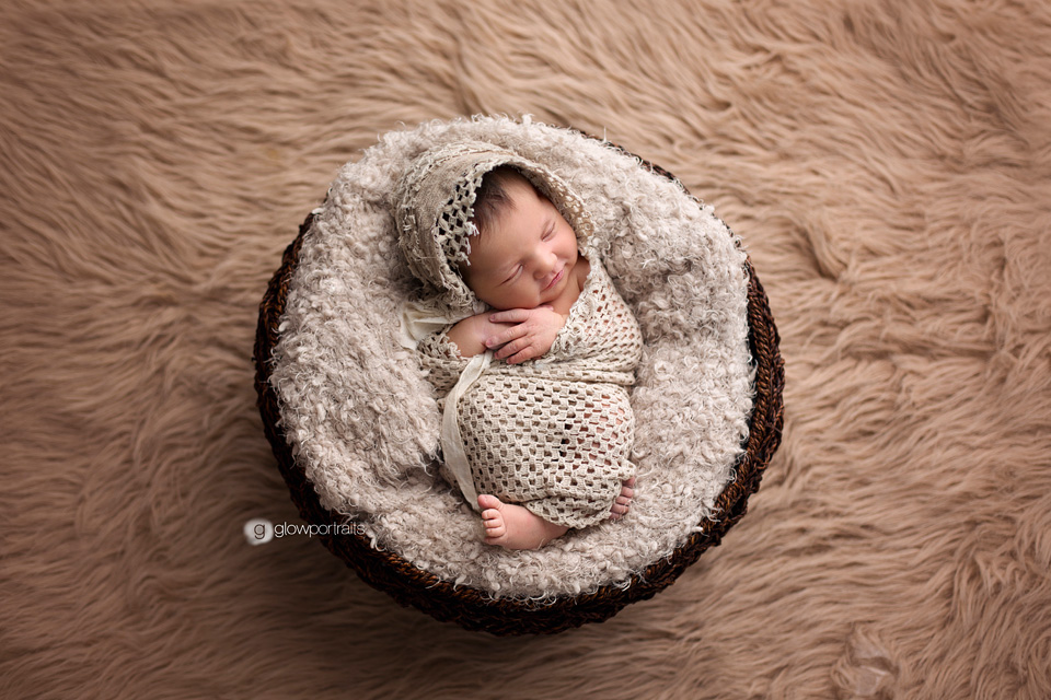 baby girl shot above in bowl