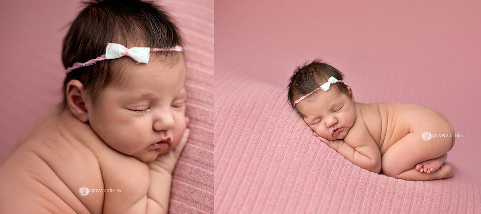 tushie up pose and close up of newborn