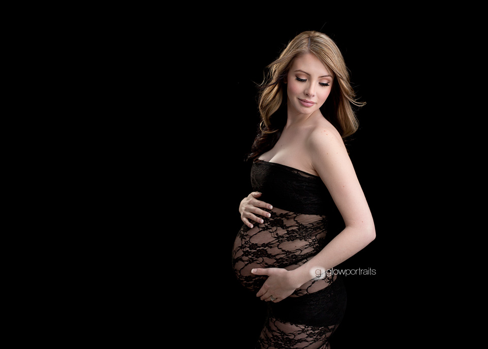 maternity image lady wearing black lace dress