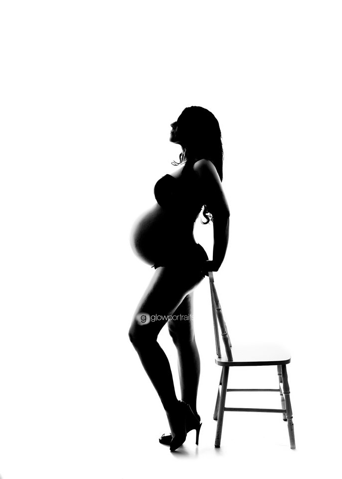 black and white silhouette maternity image