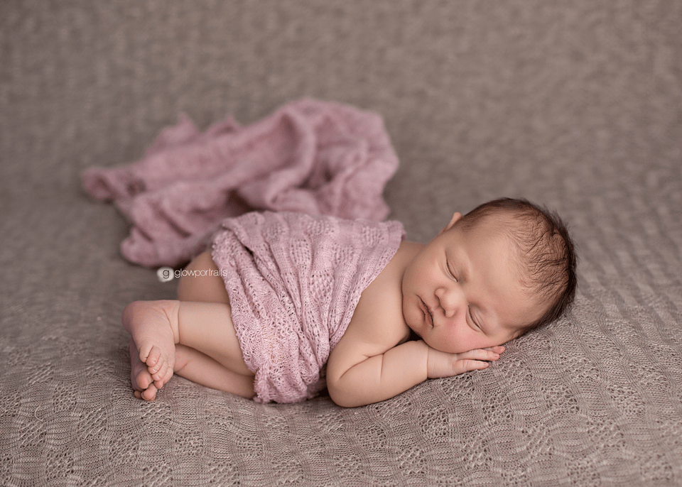 newborn photography pose on beanbag